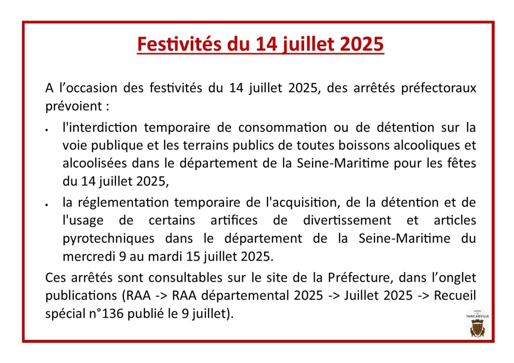 Restrictions festivités du 14 juillet 2025