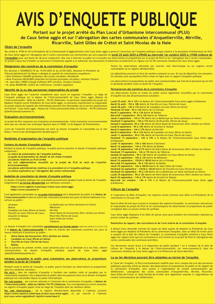 Avis d'enquête publique