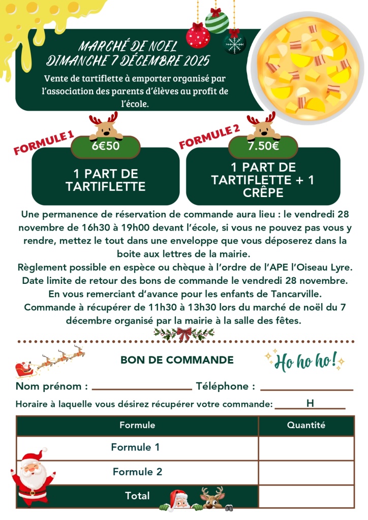 Vente de tartiflette à emporter