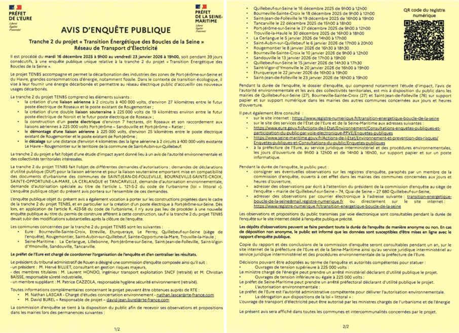 Enquête publique - Tranche 2 du projet 