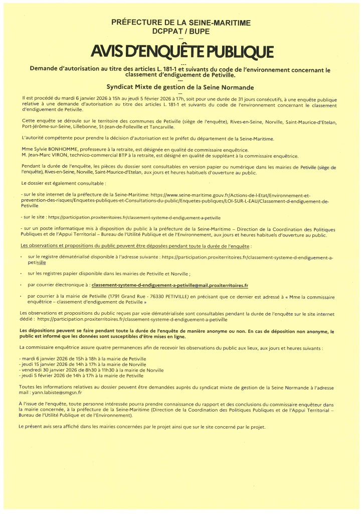 Avis d'enquête publique