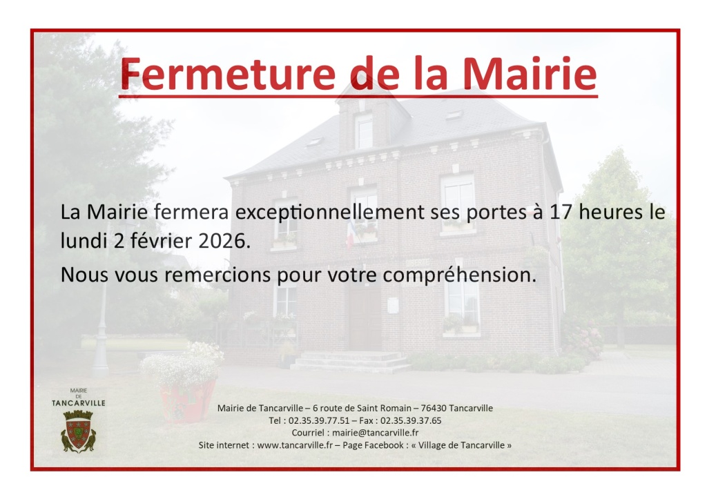 Fermeture exceptionnelle de la mairie