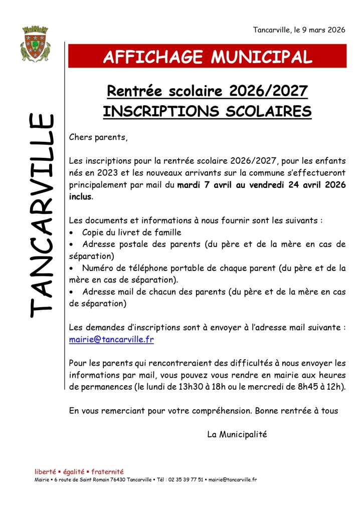 Inscriptions scolaires 