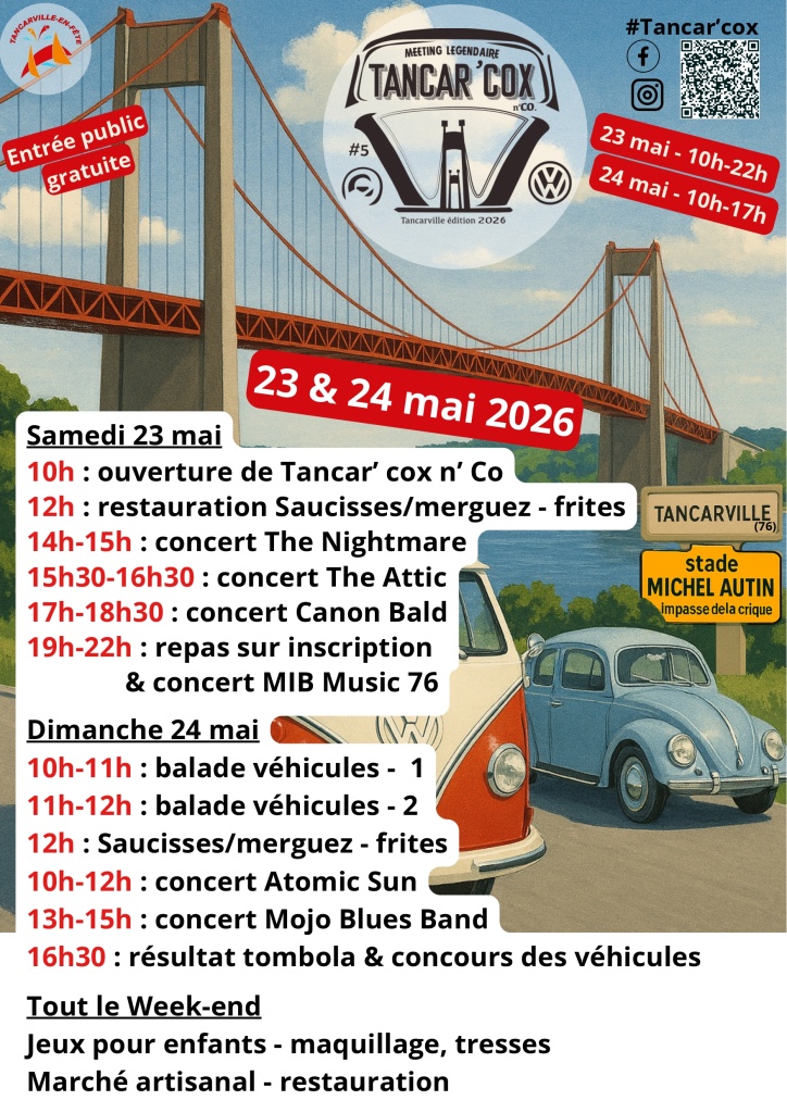 Programme et repas TANCAR'COX n'CO