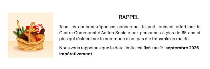 Rappel concernant le colis des âinés