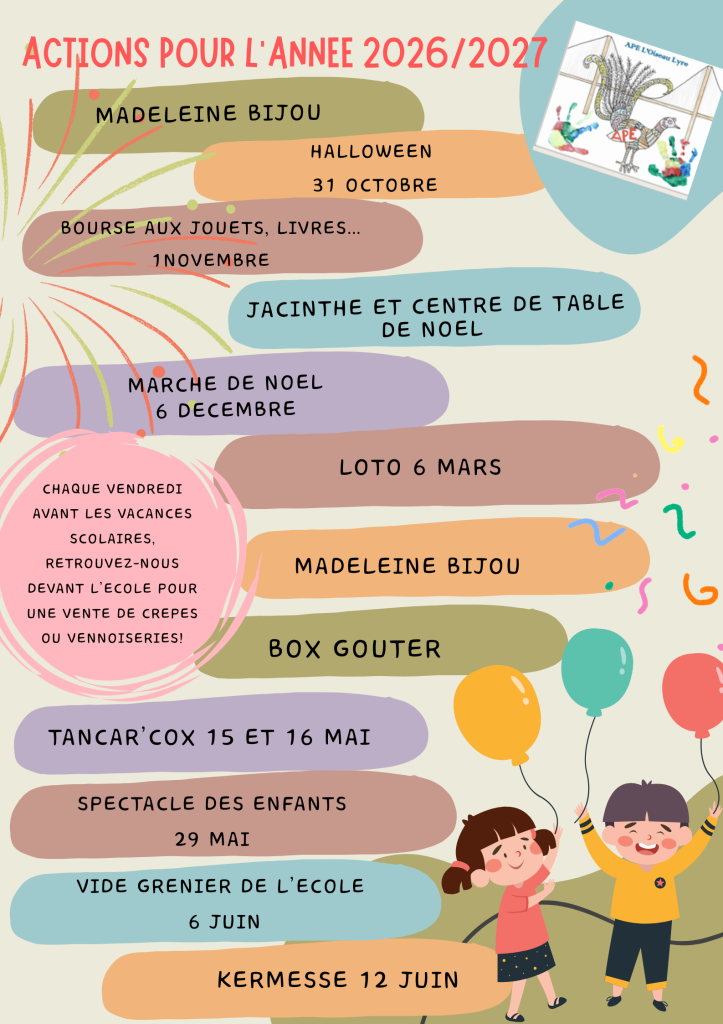 Les actions de l'APE pour l'année scolaire 2026/2027