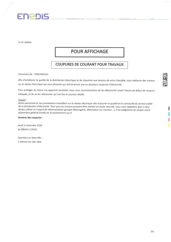 Coupure de courant pour travaux